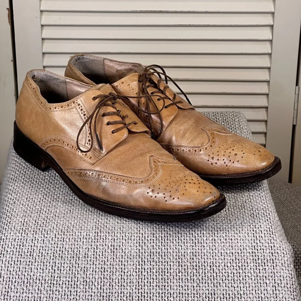 Bronx brand Italy Made Brogues Oxfords Round Point Toe Mens Dress Shoes Size 9.5